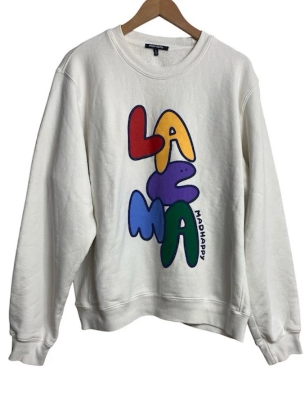 Madhappy LACMA Sweatshirt Size Large Crewneck White Fleece Hard To Find EUC